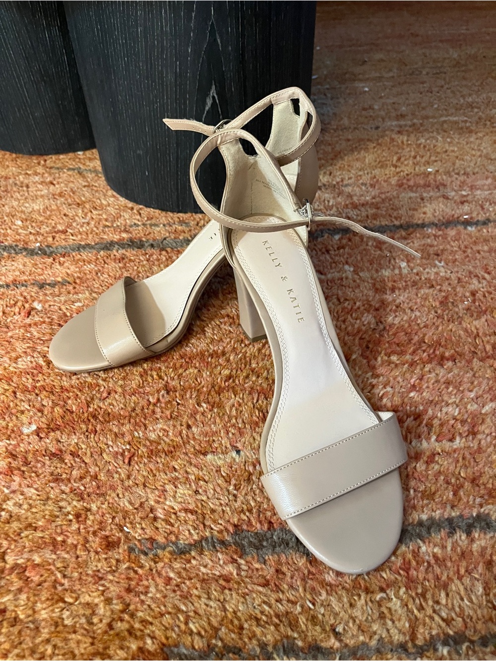 Kelly & Katie Nude Ankle-Strap Block Heel Sandals